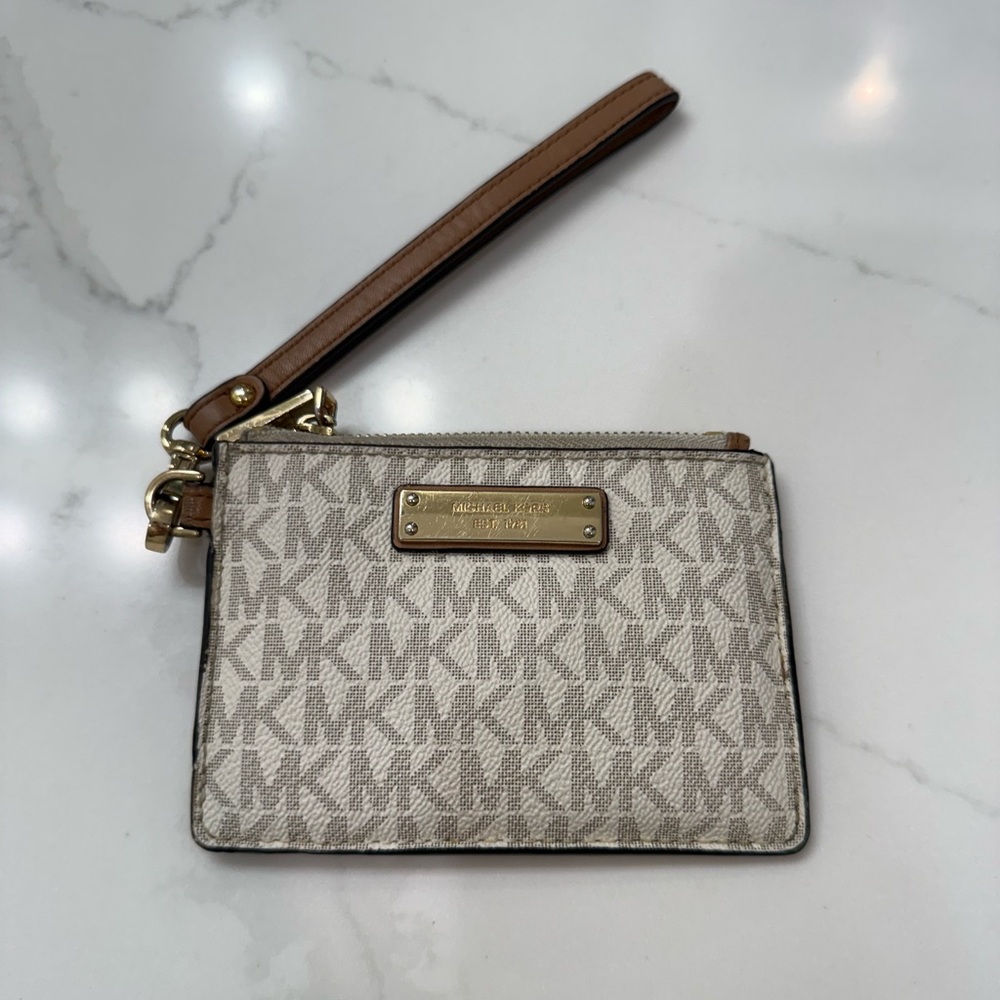 Michael Kors Beige and Brown Wristlet